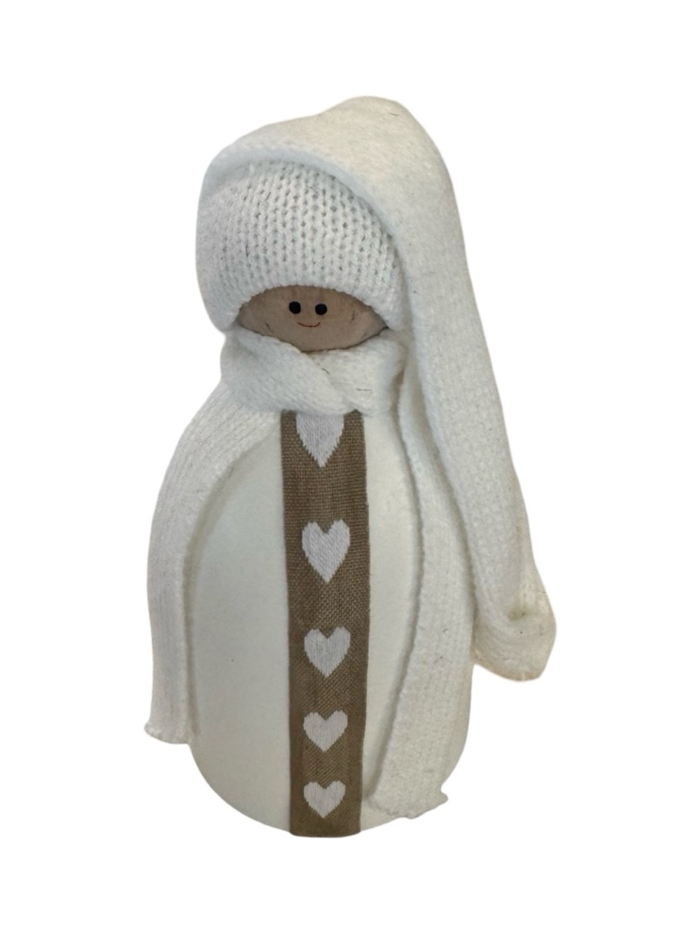 Tranemo Santa Lady White Wood Heart Hat Scarf Larssons Trä Sweden 6" Handmade